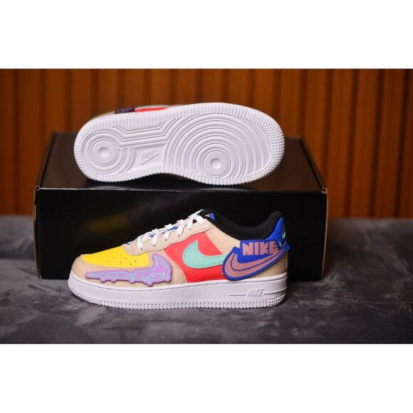 New! Size: 3 Kid |Nike Air Force 1 Low Multi-Color Velcro| DZ2807-100 RARE SIZE - Picture 12 of 16